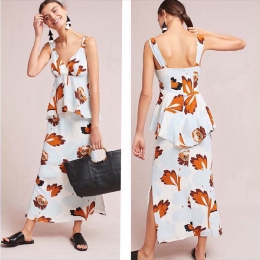 NWT - Anthropologie Pamela Silk Maxi Dress Size: 4